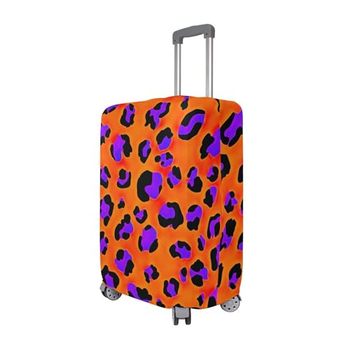 Joisal Purple Leopard Orange Luggage Covers for Suitcase Protector Personalized Flight Travel Suitcase Sleeve Painting, M, Fits 22-24 Inch Case3