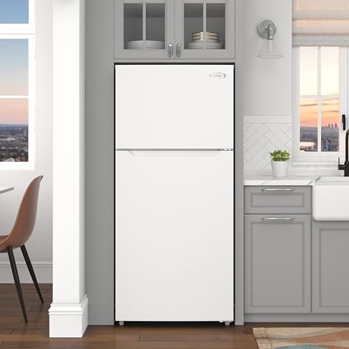 Image of KoolMore 28 Inch 14 Cu Ft Top Freezer Refrigerator, White, Freestanding Full Size Fridge Freezer for Home Kitchen or Garage