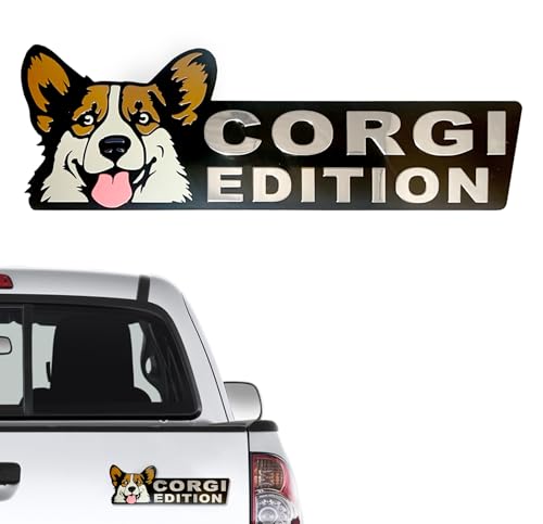 Image of Dog Edition 3D Car Badge, Laser Cutting Metal Emblem, Cute Dogs Decals (Corgi)