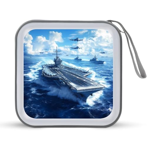 Aircraft Carrier Warship CD Case Portable DVD Holder Storage Organizer for Home Travel