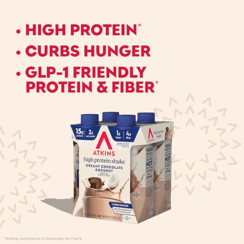 Image of Atkins Creamy Chocolate Coconut Flavored Protein Shake, 12 Count