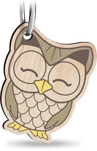 Eule Schlüsselanhänger handgemacht aus Holz Glücksbringer Freundschaft und Liebe Glücksbringer Süßer Schlüsselanhänger Eule Geschenk für Eulenfreunde Kautz Geschenk