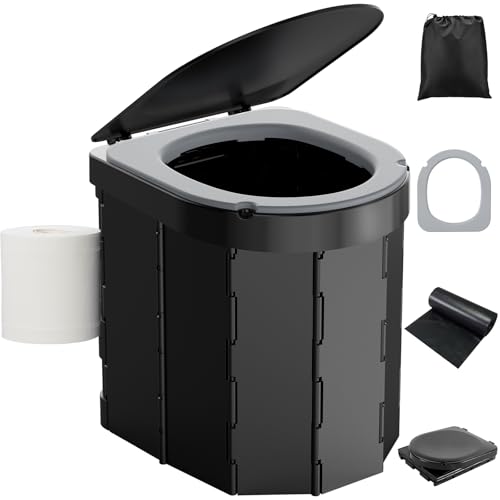 WADEO Tragbare Campingtoilette mit EVA-Komfortsitz, Faltbare...