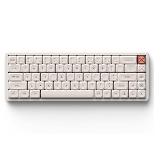 Image of IQUNIX Magi65 Low Profile Mechanical Keyboard Wireless 65% Keyboard Ultra Slim for Creamy Typing, Hot Swappable, RGB Backlit, PBT Keycaps, Aluminum Case, BT /2.4G /USB-C, for Mac /Windows (Ochre White)