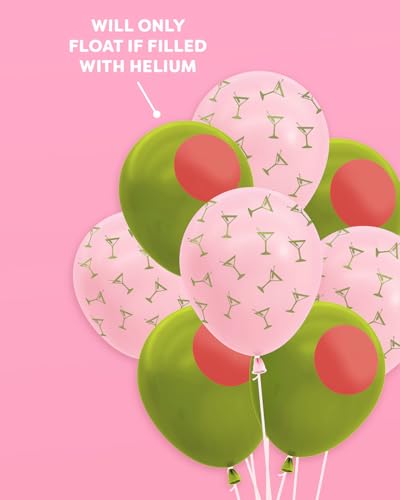 xo, Fetti Dirty Martini Latex Balloons - 24 pk, 12\" | Olive Cocktail Decorations, Pink Bachelorette Party Decor, Tini Bit Older Birthday Supplies - Thumbnail 3