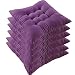 Set di 6 cuscini per sedia con nastri, 40 x 40 x 5 cm, per interni ed esterni, viola scuro