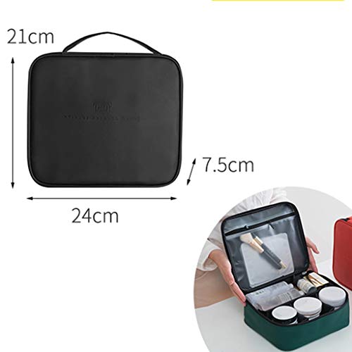 Preisvergleich Produktbild SPFOZ Haushaltskosmetiktasche Großraumhandtasche Eigenständiger Charakter Abnehmbares PU-Material Metallreißverschluss Grün Orange Schwarz Weiß Kosmetiktasche (Color : Black)