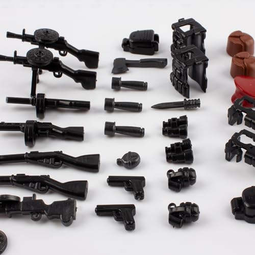 Image of Military Weapons Pack 33 Pcs Soviet Accessories Kits Toys, Army Equipment Gear WW2 Guns for Boys 6+, Compatible with Mini Figure of Major Brand