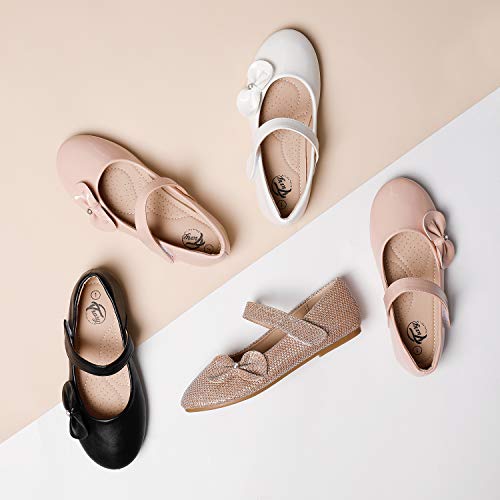 Trary Girls Dress Shoes Flats Mary Jane Princess Non-Slip Flower Shoes With Bow-Wedding Party School #TOP5