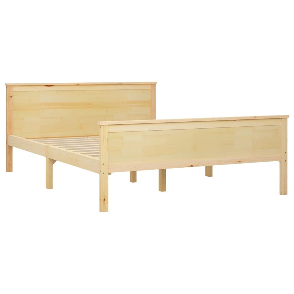Marco de cama de madera maciza para dormitorio, 120 x 200 cm, madera de pino natural, plataforma estable con cabecero para adultos, jóvenes, muebles robustos sin colchón