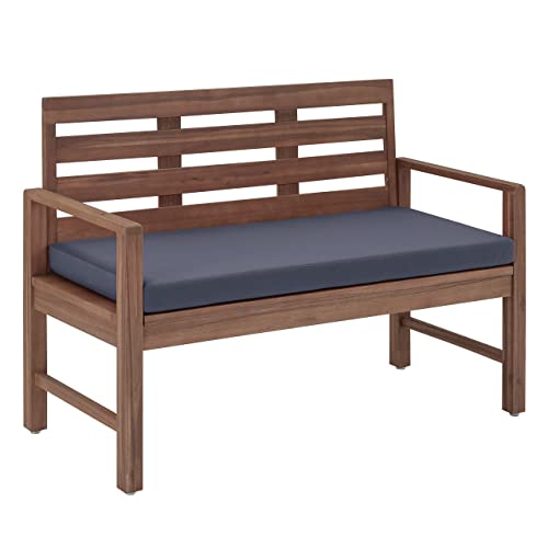 Amazon Aware - Sofá biplaza para exteriores con acolchado, madera de acacia, acabado en nogal, capacidad de carga 102 kg