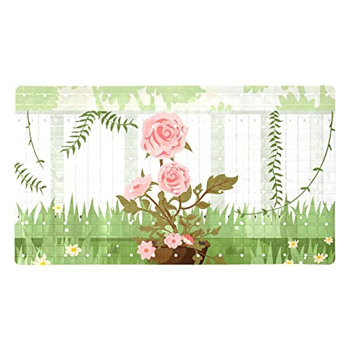 Tapis de bain antidérapant à ventouses design camélia rose 40x70
