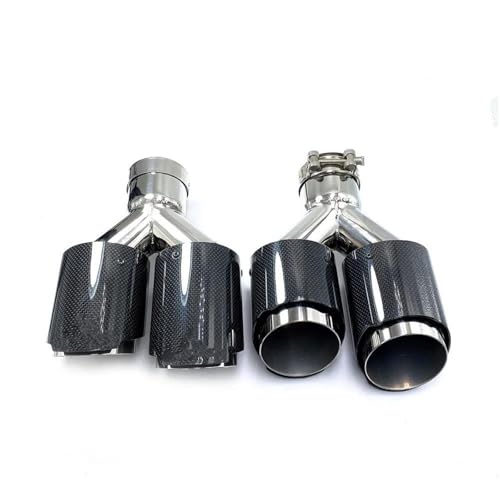 Tubo de escape de fibra de carbono brillante y acero inoxidable 304 con salida doble de 101mm