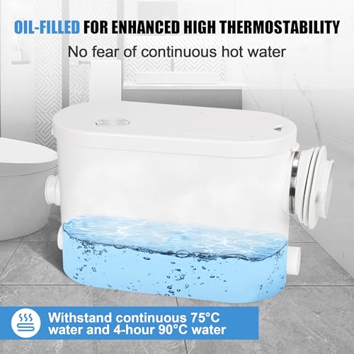 Image of Sink Sewerage Pump 600W Macerating Wall-hung Toilet Pump Upflush to 32.8ft /10 m Waste Water Pump 8700 L /h, Macerator Sewerage Sump Pump With 3 Water Inlets for Bathtub, Laundry and Sink