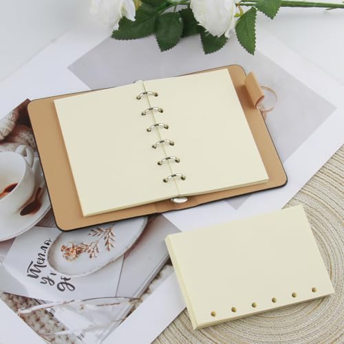 cxxtkcxxlc NotizbuchA7, Mini Notizbuch Leder, Ringbuch mit 6-Ring, Notizbuch Nachfüllbar Mit Nachfüllbarem Papier für Schule, Büro, Zeichnen und Kreative Notizen