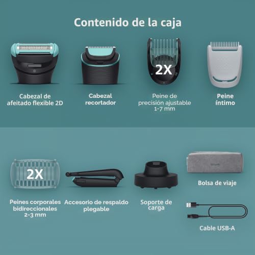 Afeitadora corporal masculina Philips Norelco 7000 impermeable con cabezal de triple protección 3