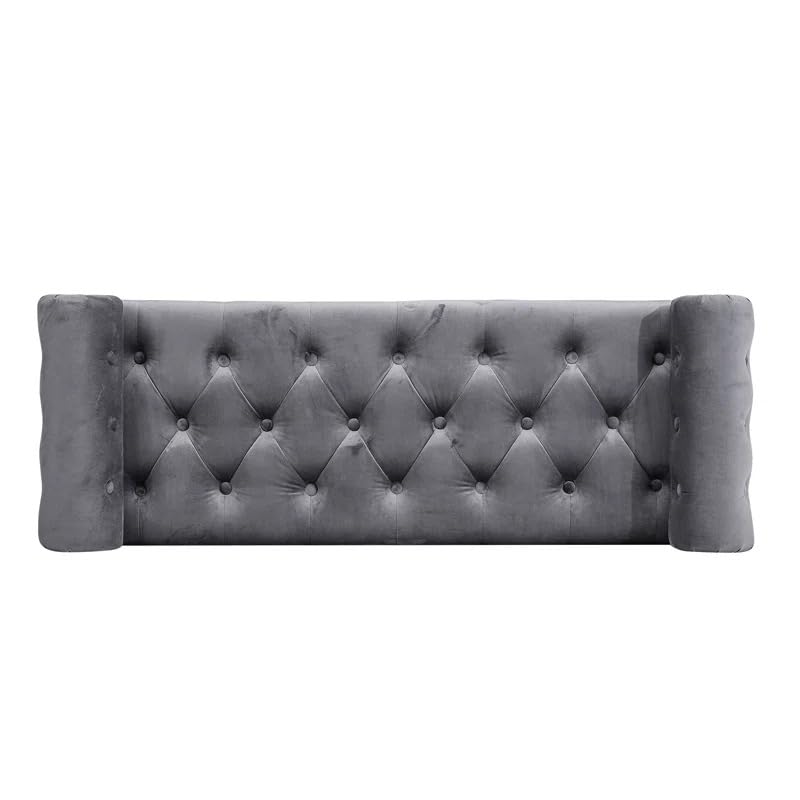 Image of LEGACY OF COMFORT Ethelsville Bolester with Storage Velvet Upholstered Storage Bench Sofa Bench Sofa couches Window Bench Ottoman Bench Chaise Lounger Pouffe for Living Room Bedroom Office (Grey)