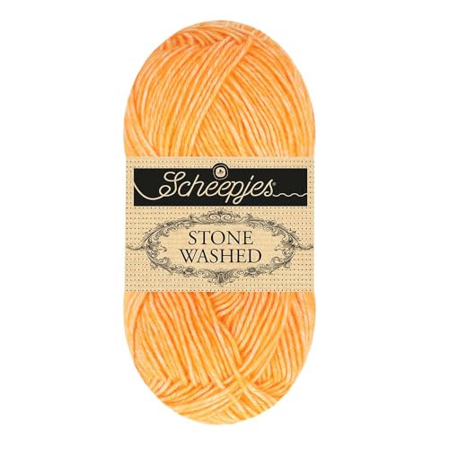 Image of Scheepjes Yarns - Stone Washed Yarn 2025, Superwash Cotton Blend, 50 g / 1.75 oz (842 - Orange Calcite)