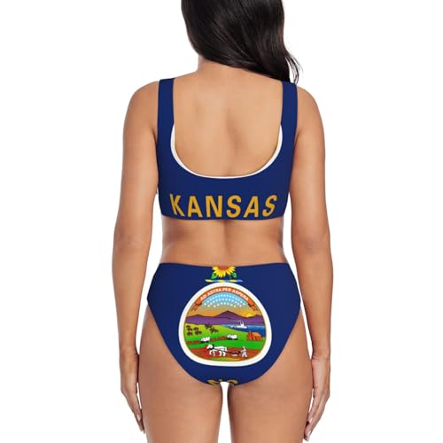 Ensemble bikini 2 pièces Kansas State Flag imprimé graphique vacances - 4