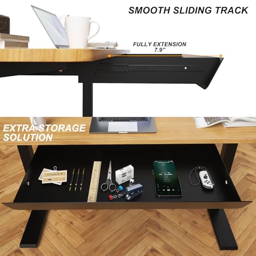 Image of Under Desk Drawer with Removable Tray, 22.4 inch Wide 2-in-1 Organizer - 60 Ergonomic Tilt, 4-Compartment Insert for Pens, Phones & Cables, Ball Bearing Slides, for Home Office & Student Desk
