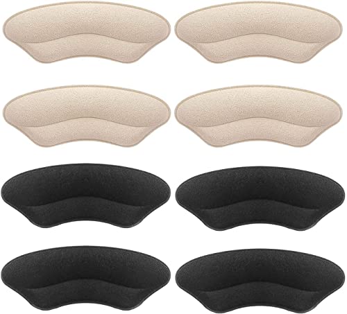 Image of Microfiber Leather Heel Cushion Pads, Mukifine Heel Liners Prevent Heel Blisters, Bunion Callus, and Loose Shoes, Heel Preventor for Heel Pain Relief for man & women (BLACK)