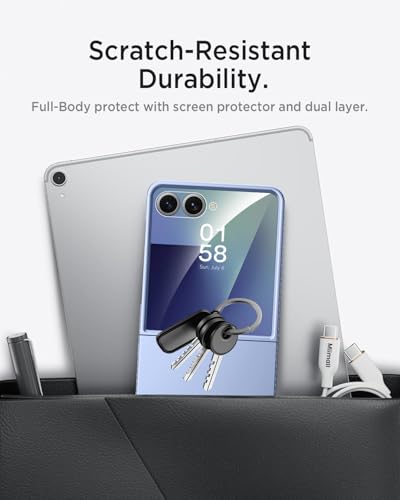 Miimall Slim Case for Flip 7 Samsung with Screen Protector,Thin Slim Shockproof Drop-Proof Anti-Scratches Nonslip Grip Full Body Matte Polycarbonate Protective Phone Cover for Samsung Z Flip 7,Liblue - image 4