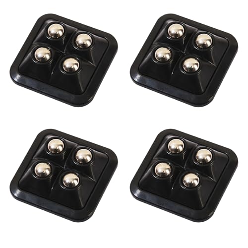 Self Adhesive Mini Caster Wheels 360° Swivel - Stainless Steel Rollers for Kitchen Apps, Furniture, Storage Bins (20LBS/Wheel) (Black-4 pcs)