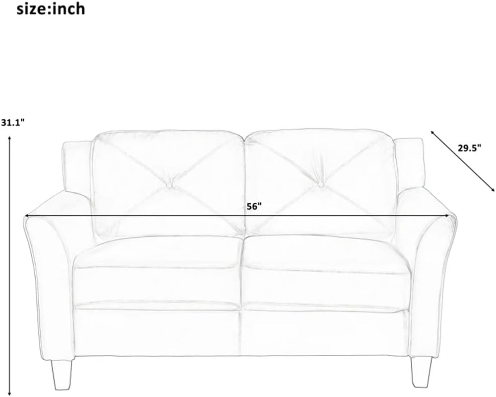 Button Tufted 3 Piece Chair Loveseat Wooden Feet Sofa Set Suitable for Indoor Living Room