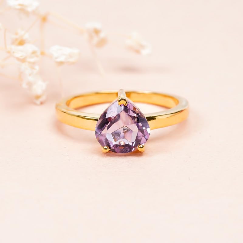 Bague de promesse améthyste rose en argent 925, cadeau d'anniversaire idéal - 6