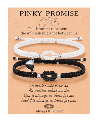 UNGENT THEM Matching Couples Bracelets Pinky Promise Long Distance Relationship Sentimental Valentines Day I Love You Gifts for Him Her Boyfriend Girlfriend Birthday Christmas Bf Gf His Hers Men