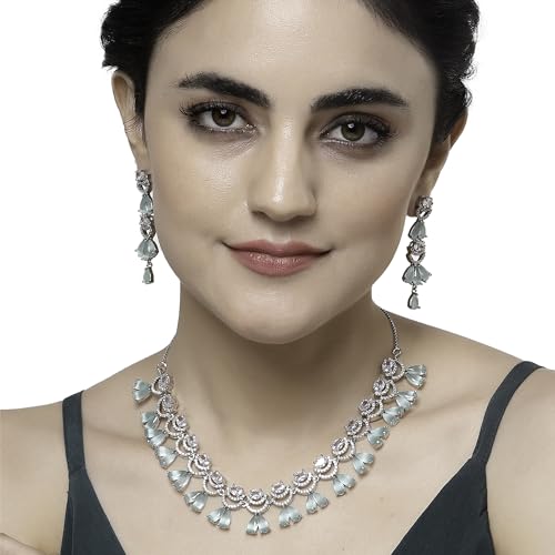 Rhodium-Plated American Diamond Necklace Set
