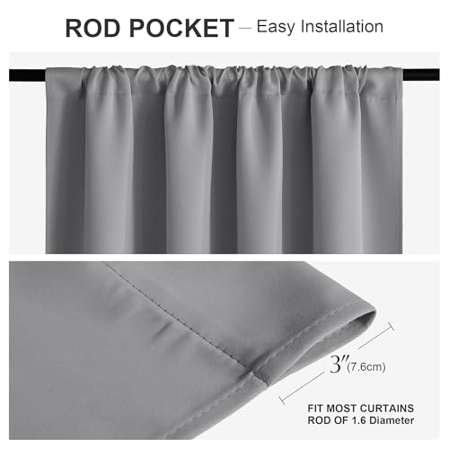 PONY DANCE Silver Grey Short Window Curtains for Kitchen 30 inch Long, 2 Panels Set Half Window Drapes for Bedroom Basement, Blackout Small Curtains for Travel Trailers, Width 29 x Length 30 inches - Thumbnail 2