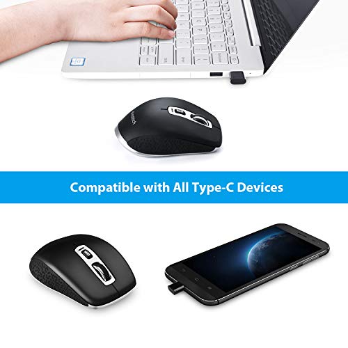 Cimetech Type C Wireless Mouse, 2.4G Mouse Wireless Usb C Computer Cordless Mice With Type C Receiver Compatible With Notebook, Computer, Pc, Laptop, Computer, Macbook And All Type-C Device #TOP4