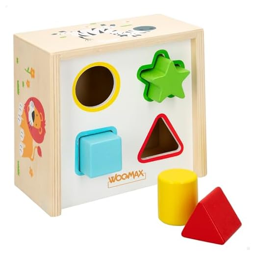 Woomax 42754 - Cubo De Actividades Con Formas Geométricas Para Encajar Con Animalitos, Juguete De Madera Para Niños, Idea De Regalo, Para La Psicomotricidad Fina