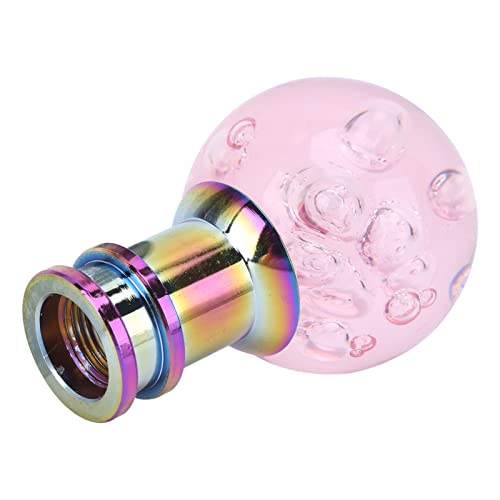 YUEHISY Pommeau de Levier de Vitesse, Pommeau Manuel à Bulles de Cristal avec Changement de Vitesse en Douceur, Poignée Confortable, de Levier de Universel en Acrylique, Style Boule Rose avec 3