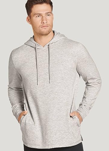 Jockey Men's Casualwear Lightweight Fleece Pullover Hoodie, Light Grey Heather, M