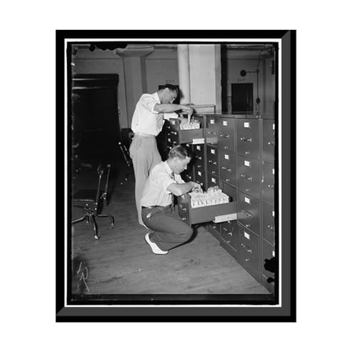 The millions of applications for social security account numbers are handled in orderly manner in the Social Security Board Records Office. Vintage Wall Art Print | Vintage Photograph Print | Offic...