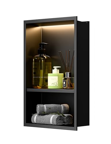 IKITRAEE black LED shower niche