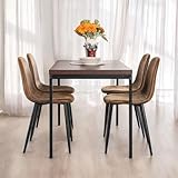 FurnitureR Wohnzimmertische in Braun, Schlichter und eleganter Stil für 4 bis 6 Personen, Dicke Holzplatte mit Metallstruktur, für Esszimmer, Empfangsräume, 120 x 70 x 75 cm