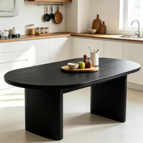 Oval Wood Dining Table for 4-8 with Double Pedestal Base, Kitchen Furniture