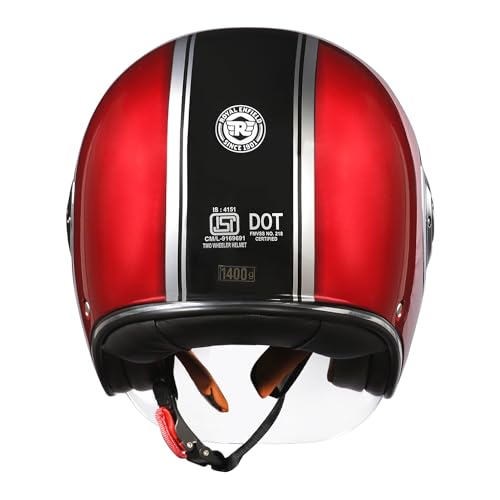 Image of Royal Enfield Spirit of SM ID ABS GL Red ISI and DOT Certified Riding Motorcycling Helmet (L) 58 Cm - High Impact Grade Thermoplastic & High Density EPS Liner