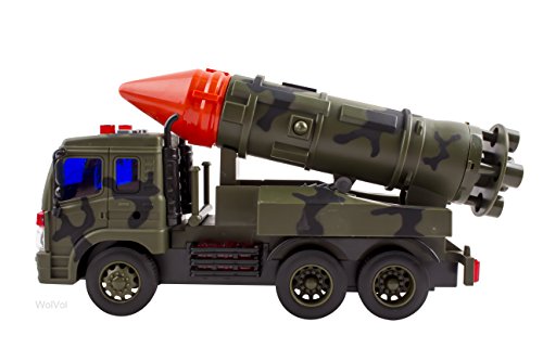 Wolvolk Friction Powered Launcher Fighter Military Truck - Pull Back Missile Carrier Army Vehicle W/ Lights & Sounds - Pretend War & Action Toy For Kids #TOP7