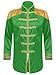 Moggemol Men's Halloween SGT Sergeant Pepper Costume Budget Jacket Cosplay Rock Band 60s Hippy Satin Coat Green Large