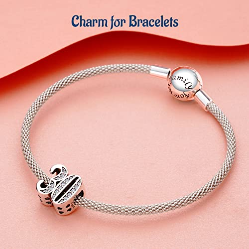 Image of Mothers Day Birthday Number Love Family Friendship Graduation Auntie Grandma Dad Mom Charms for Pandora Bracelets Necklaces, Gifts Women, for Anniversary Valentines Christmas