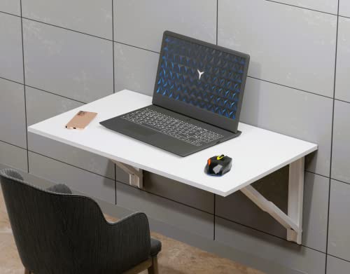 Image of Compal Foldable Study /Work /Utility Table - Wall-Mounted Computer /Laptop Table, 16X24 Inches (White)