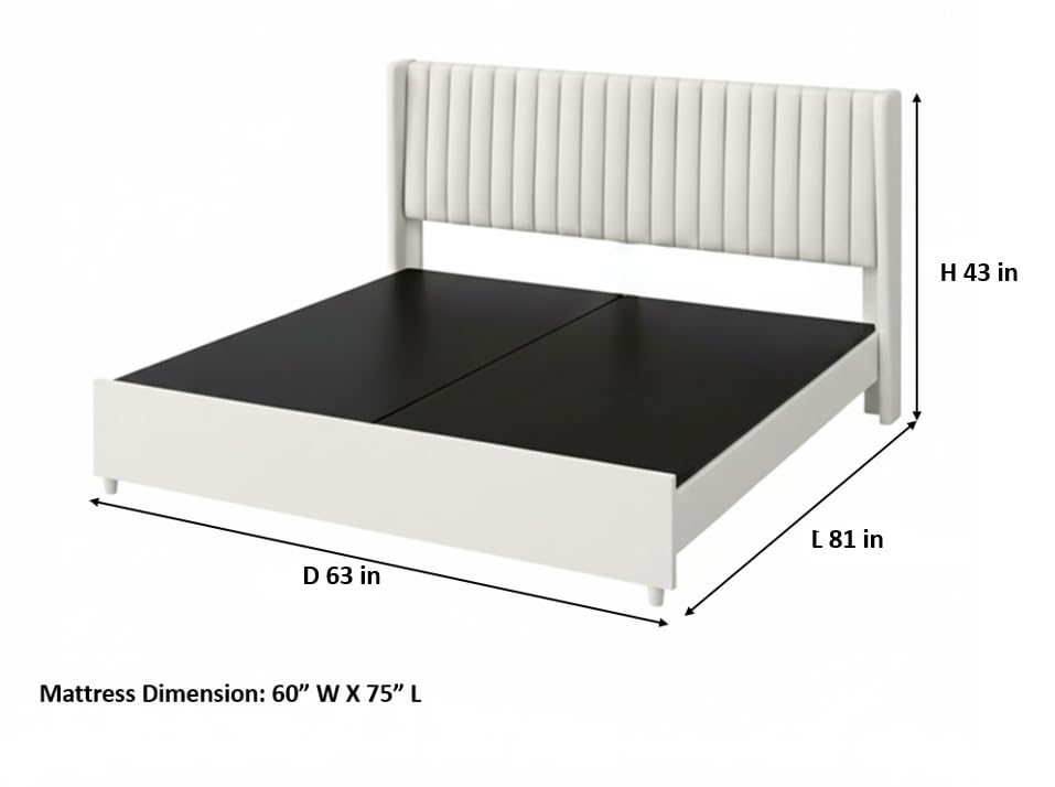 Image of APRODZ Queen Size Bed | Upholstered Platform Bed Frame with Velvet Tufted Headboard & Wooden Slat Support | Bed Queen Size Without Storage | No Box Spring Required | Black Wooden Legs Beige Fabric