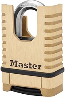 Master Lock M1177EURD Brass Heavy Duty Solid Padlock [Closed Shackle][Combination Lock] -Anti-Rust, Ultra Resistant and Waterproof