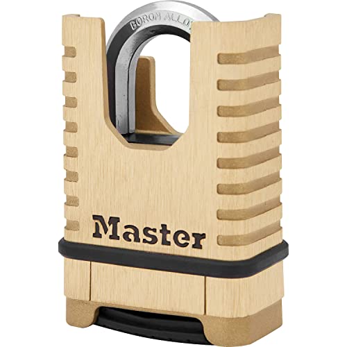 MASTER LOCK Hochleistungsvorhängeschloss aus Massivmessing [Zahlenschloss] M1177EURD – rostbeständig, sehr widerstandsfähig und wasserfest