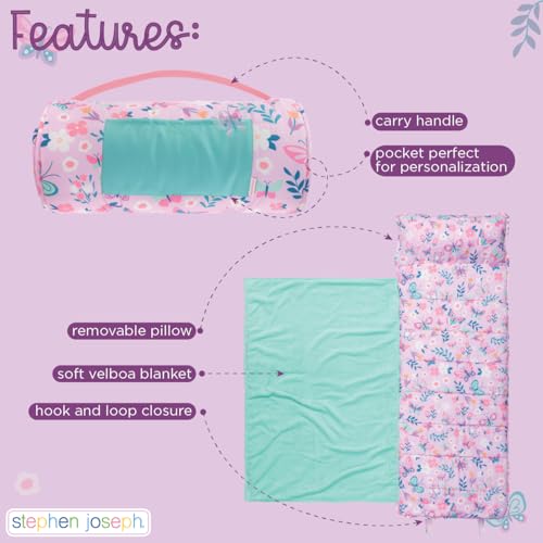 Image of Stephen Joseph, Toddler All Over Print Nap Mat with Soft Blanket and Removable Pillow for Boys & Girls, Kids Sleeping Bag for Elementary, Daycare, Preschool with Carry Handle