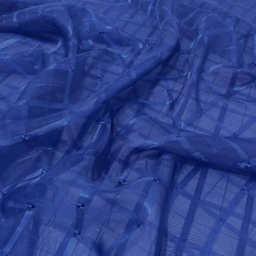 Tecido Voil Xadrez Azul Marinho 3m largura